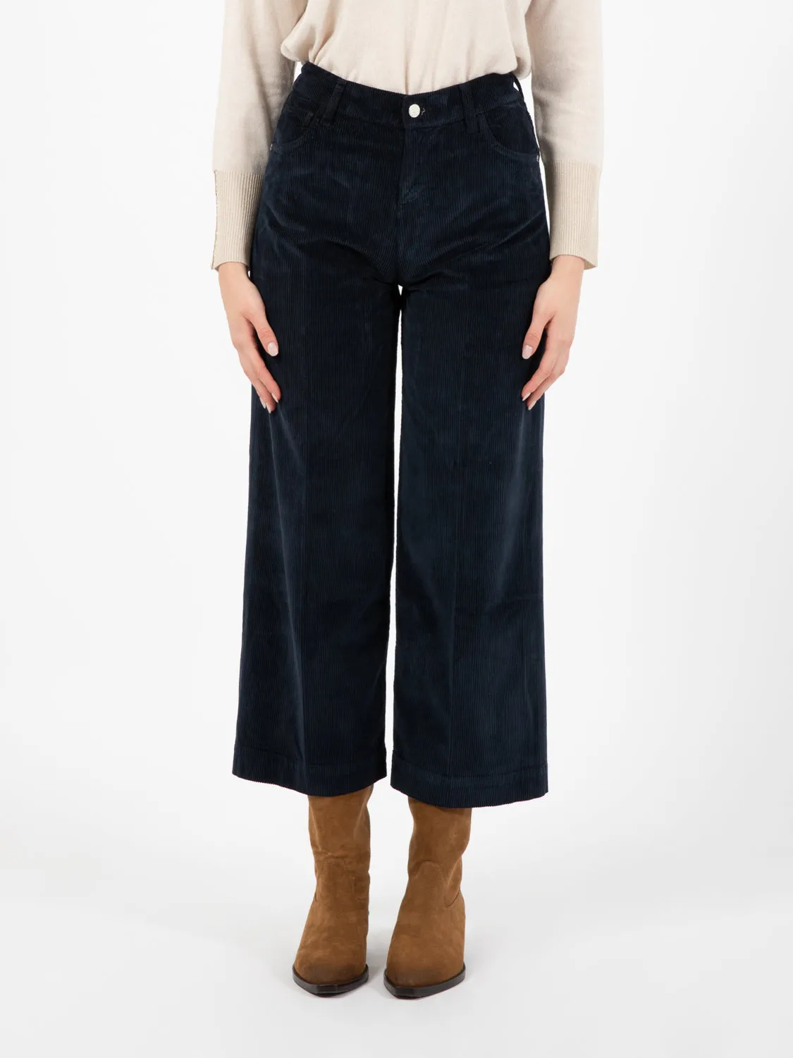 Pantalone in velluto elastico blu