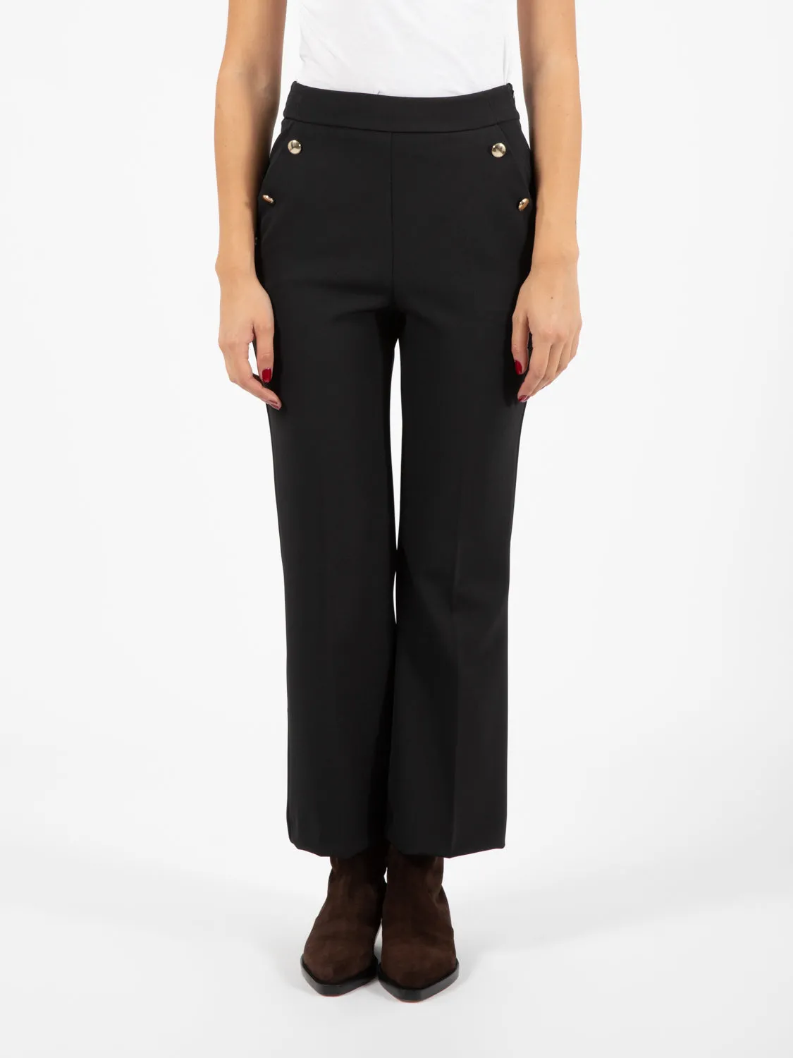 Pantalone a trombetta con bottoni nero