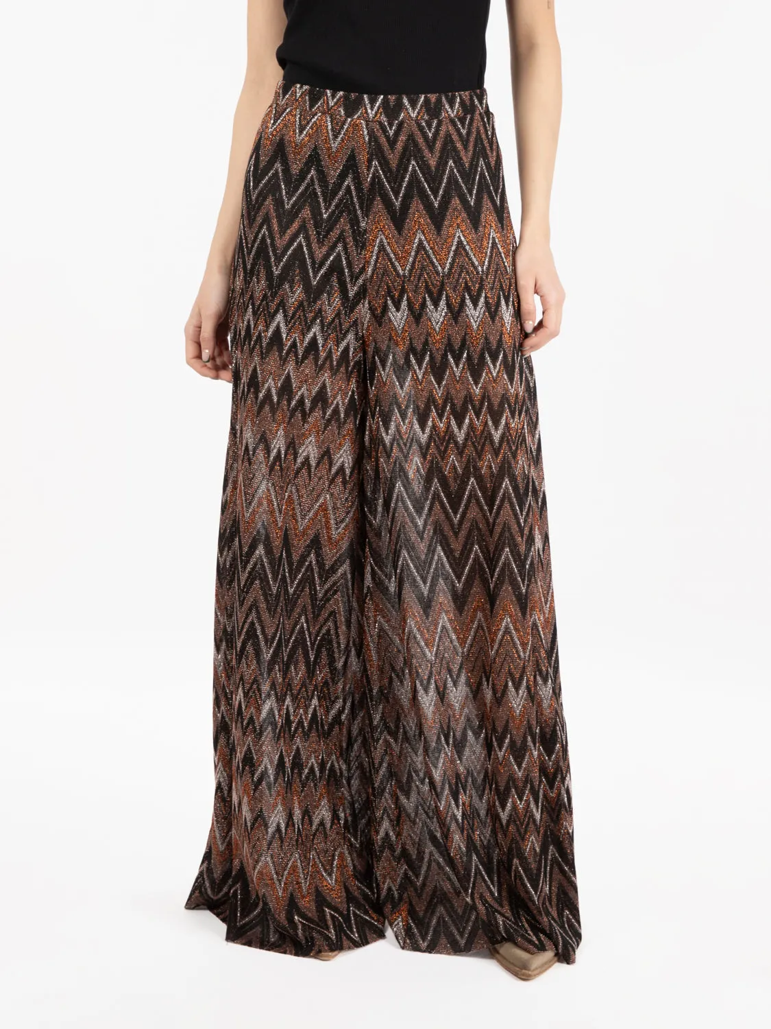 Pantaloni lurex neri / multicolor