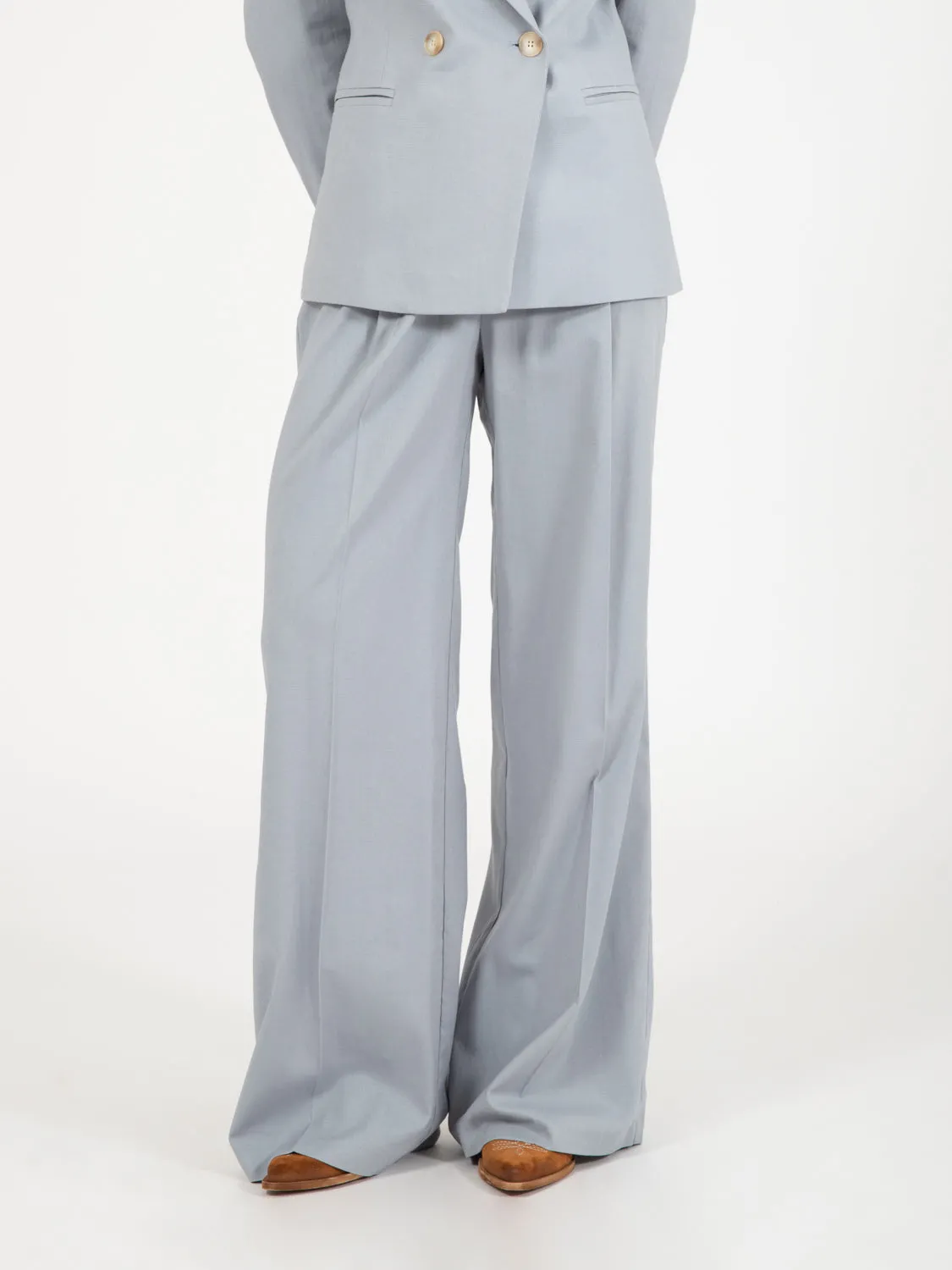 Pantaloni palazzo misto viscosa polvere