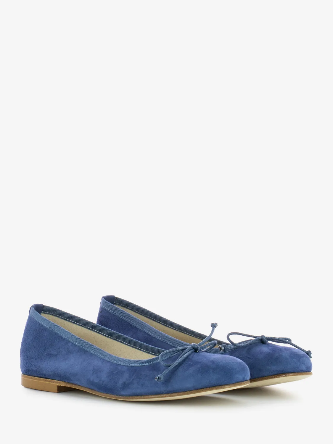 Ballerina punta tonda suede avio