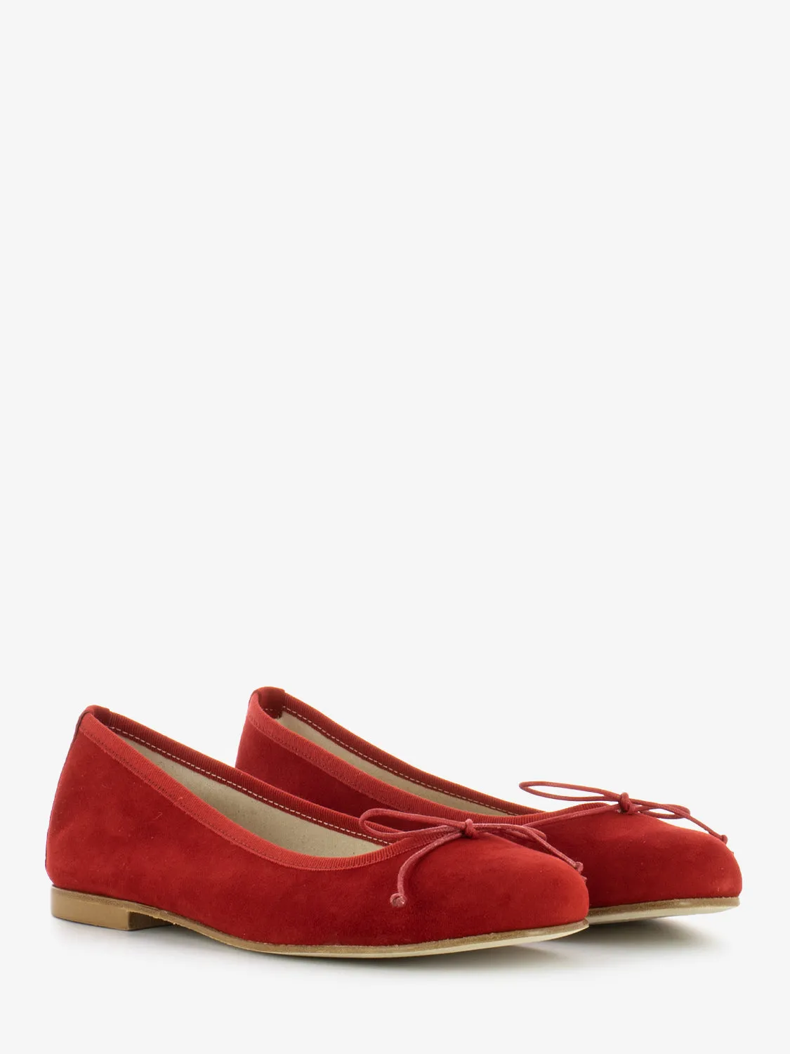 Ballerina punta tonda suede rosso