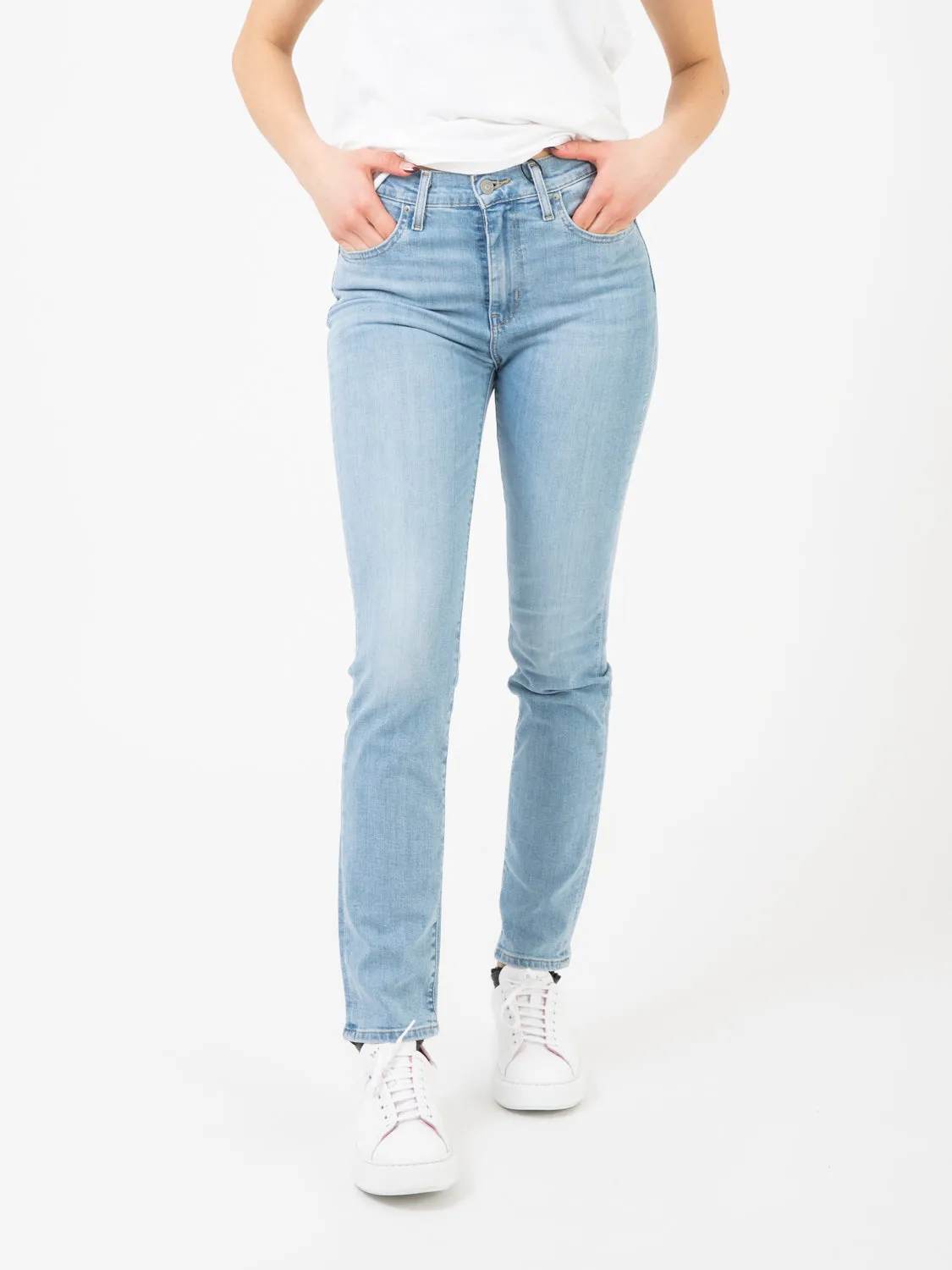 724™ High-rise slim straight Light Indigo Worn In - Blu