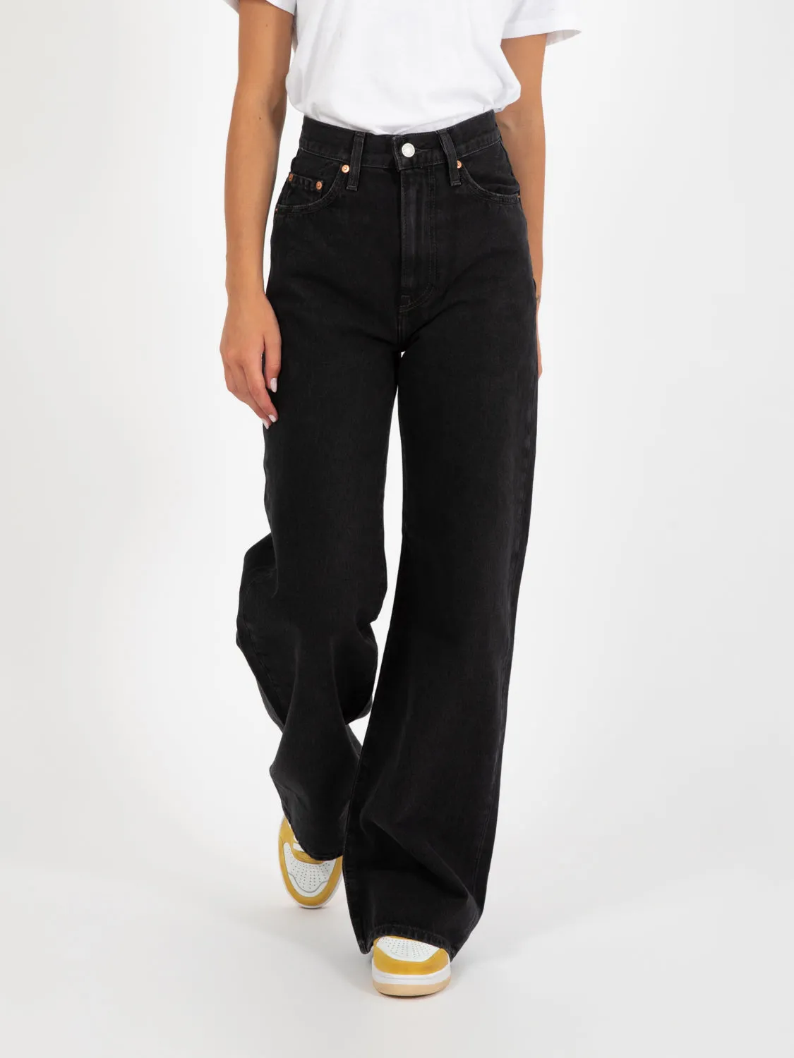 Ribcage wide leg Rosie Posie - Nero