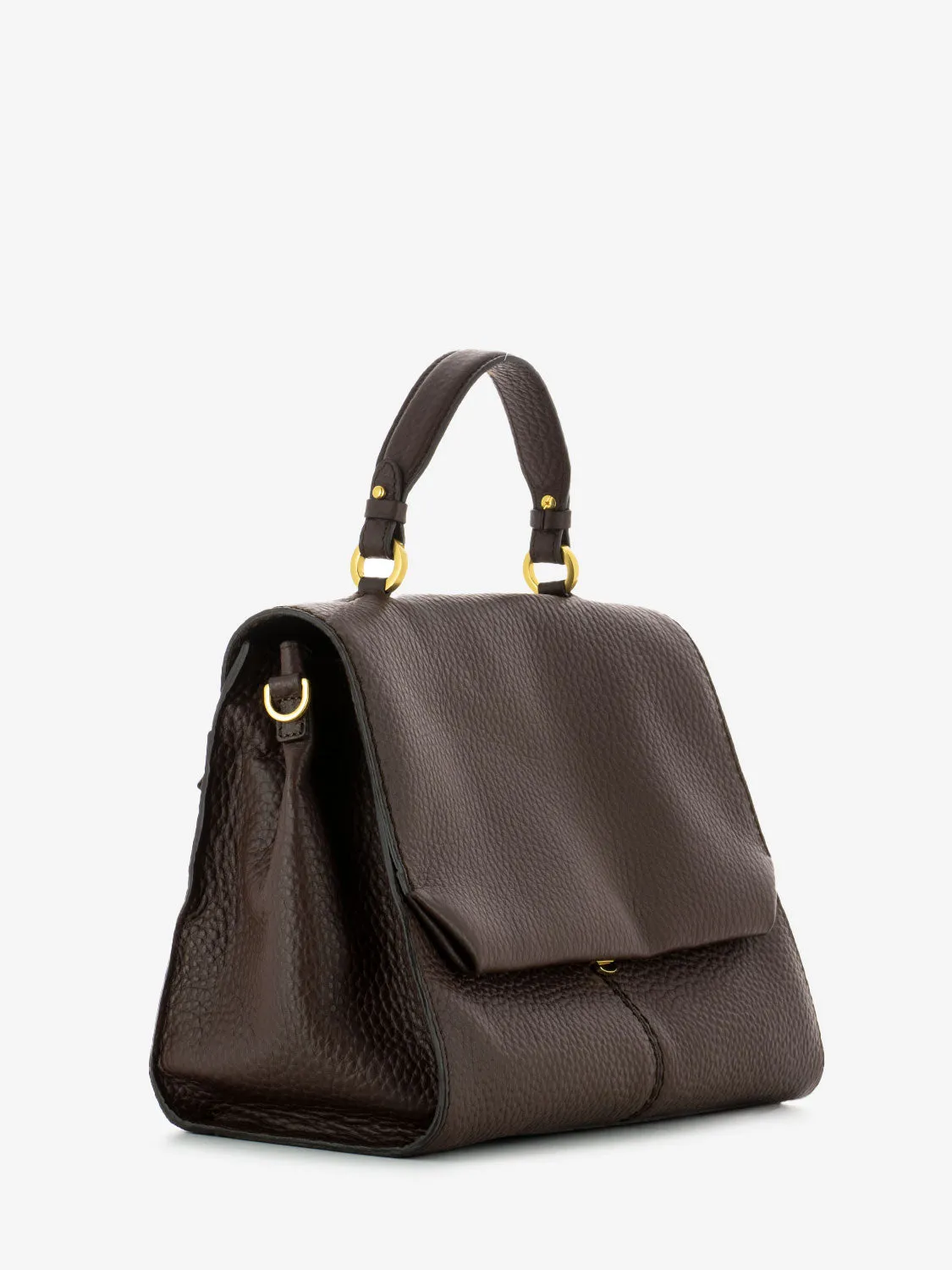 Borsa a mano Muriel in pelle cioccolato