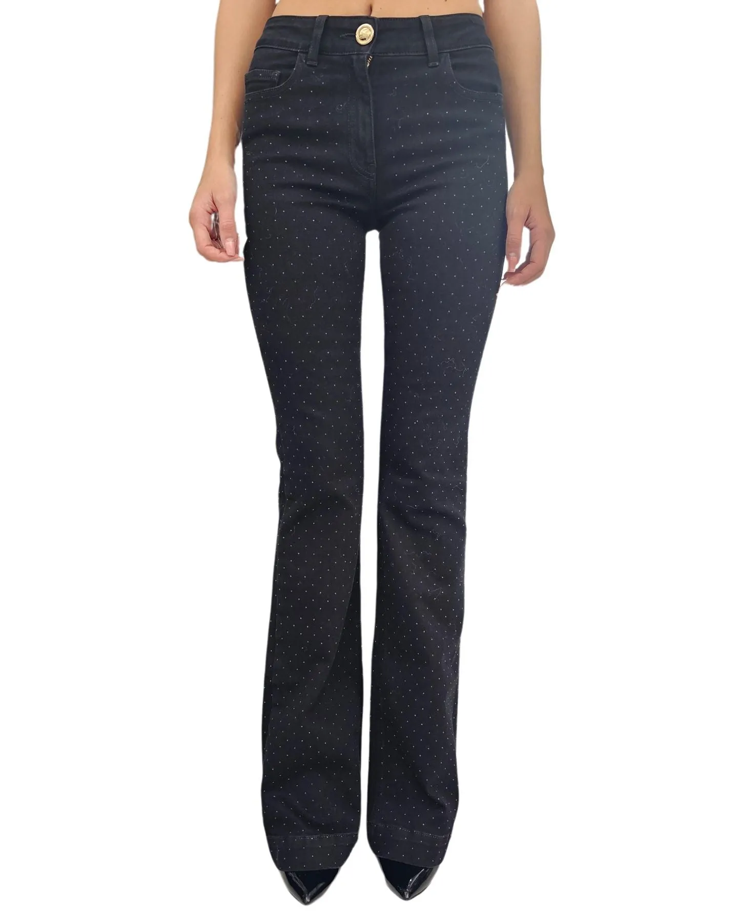 Simona Corsellini Jeans zampa con applicazioni