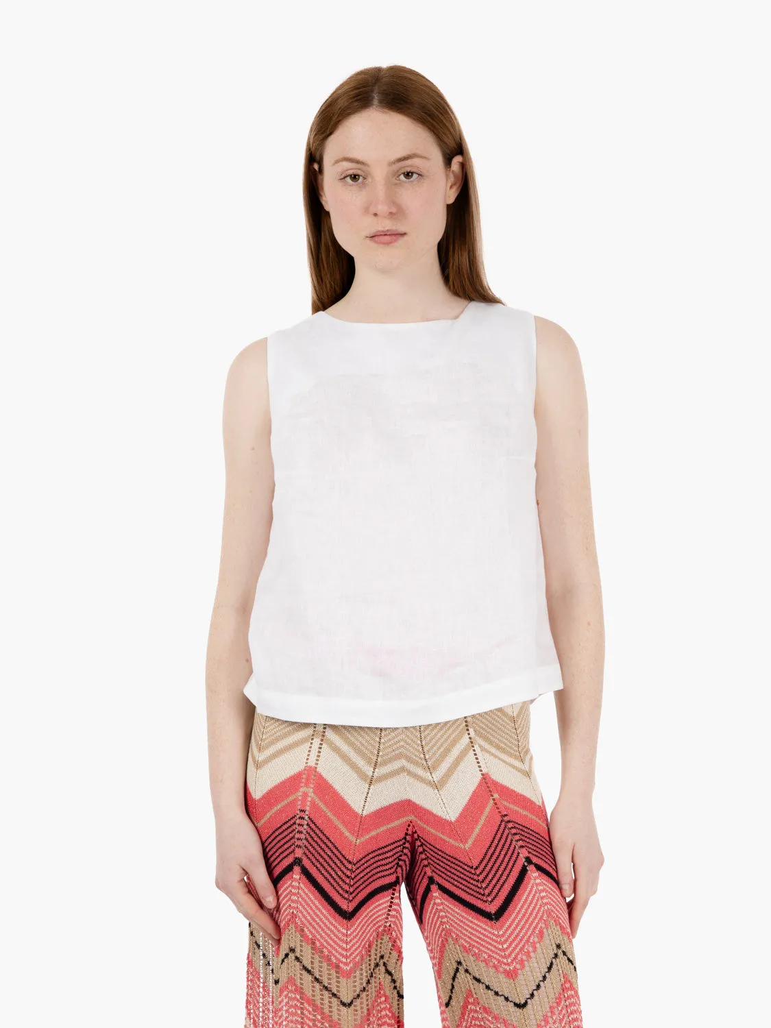 Canotta in lino bianco