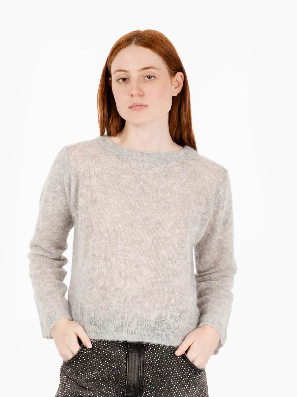 Maglione leggero girocollo grigio