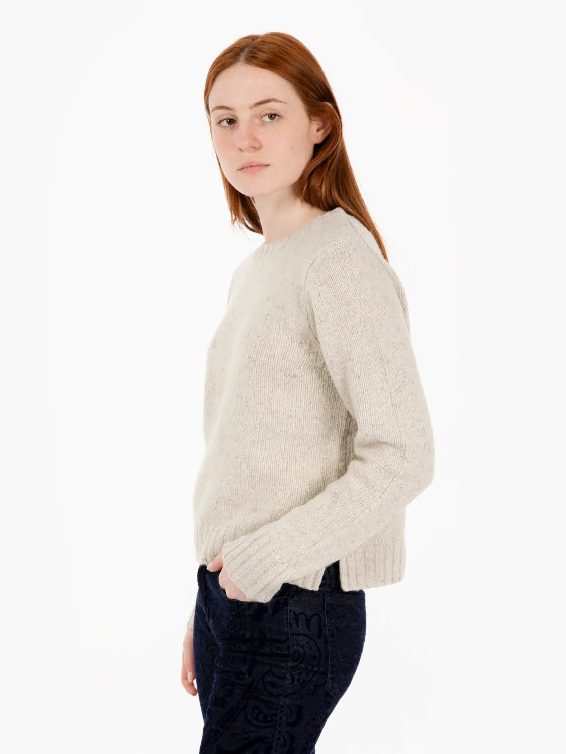 Maglione girocollo melange bianco