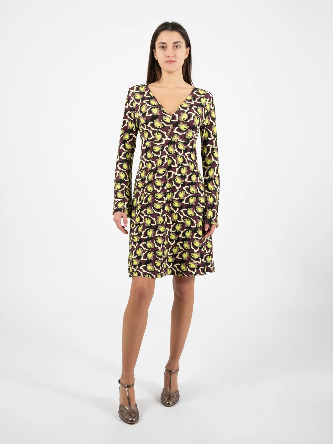 Abito corto Camoleaves Jer verde / nero / moro