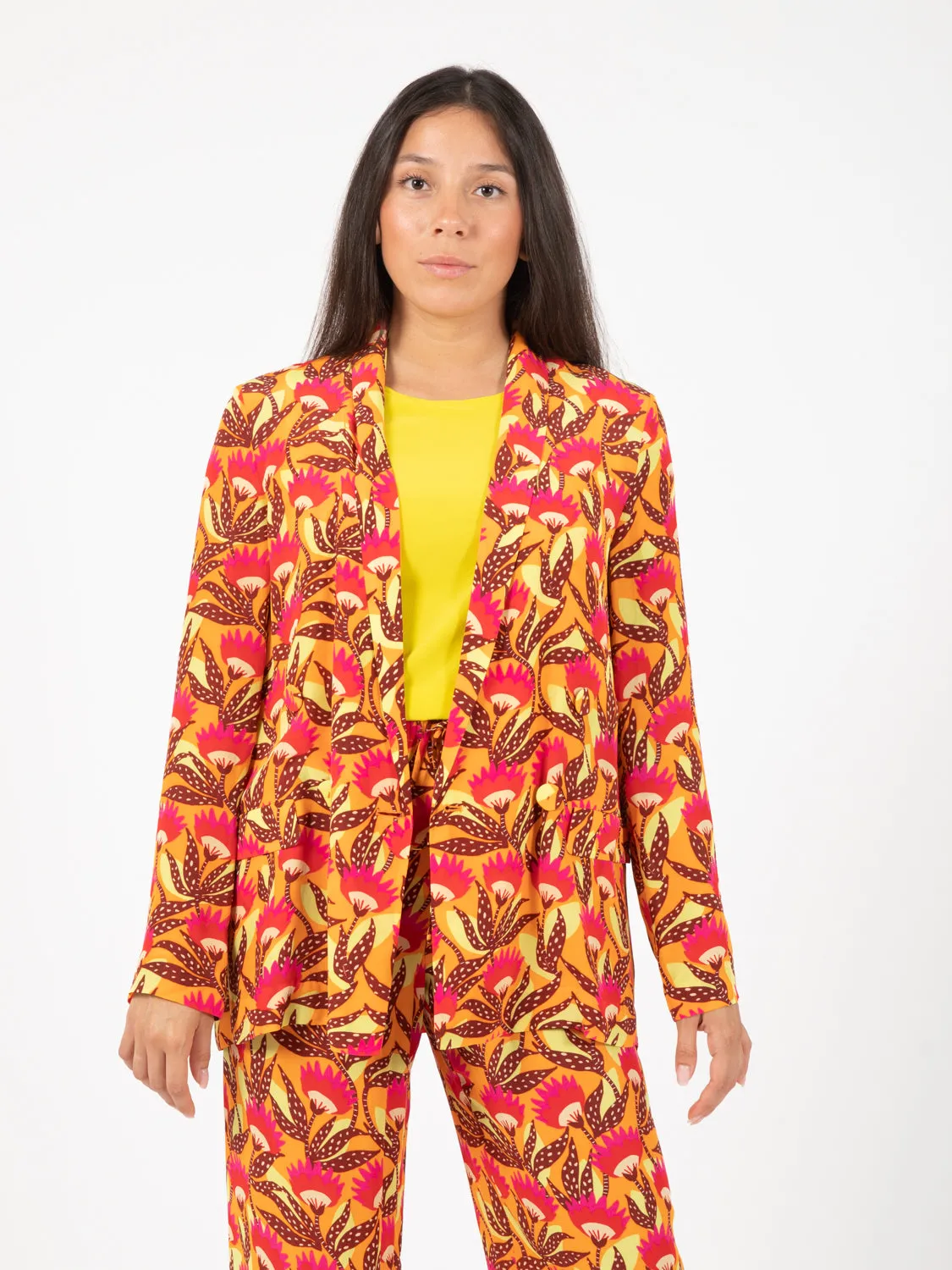 Blazer begonia print arancio / tabacco