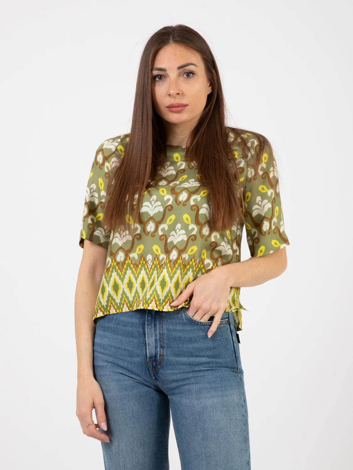 Camicia collection print verde / lime