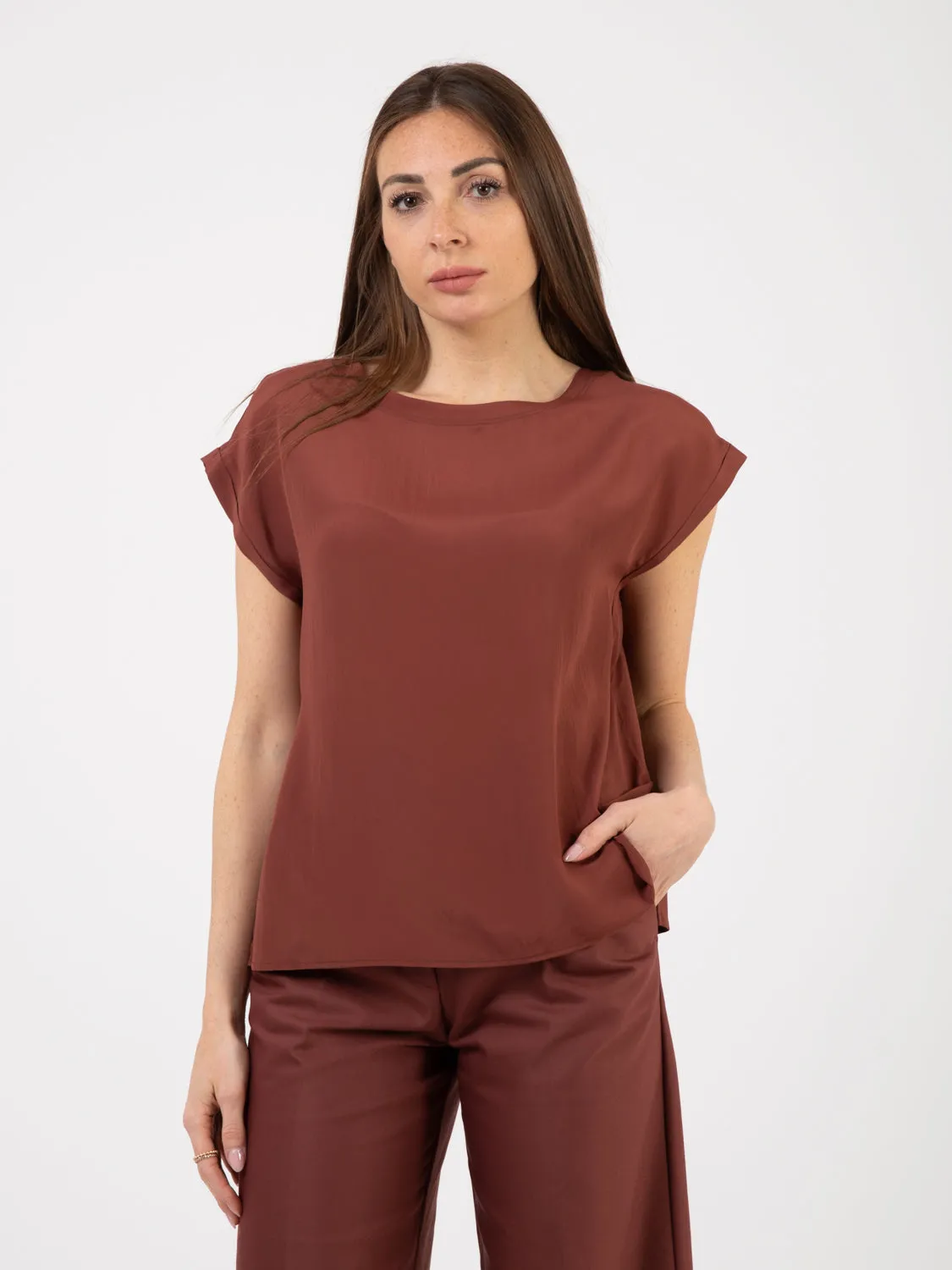 Camicia coloured fluid bordeaux