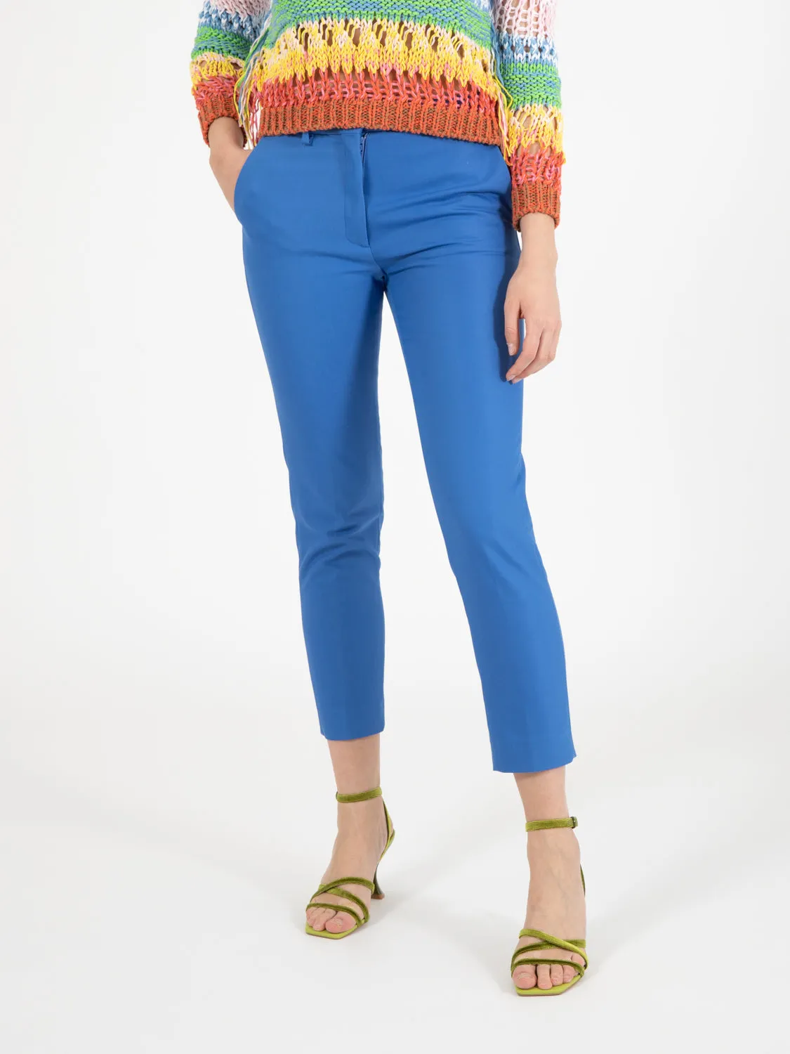 Pantaloni stretch cotton avio light blue