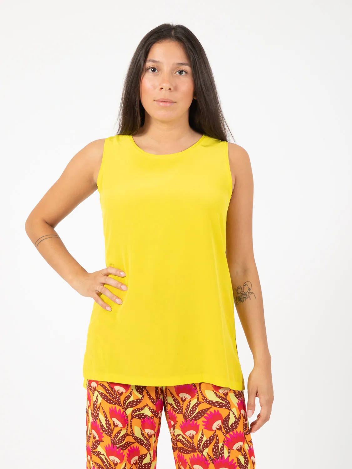 Top crepe de chine lime