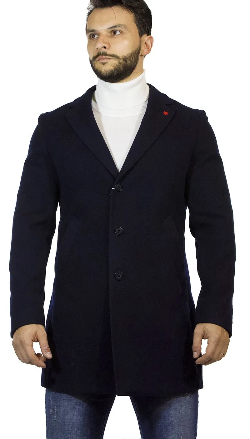 Manuel Ritz Cappotto uomo blu in lana