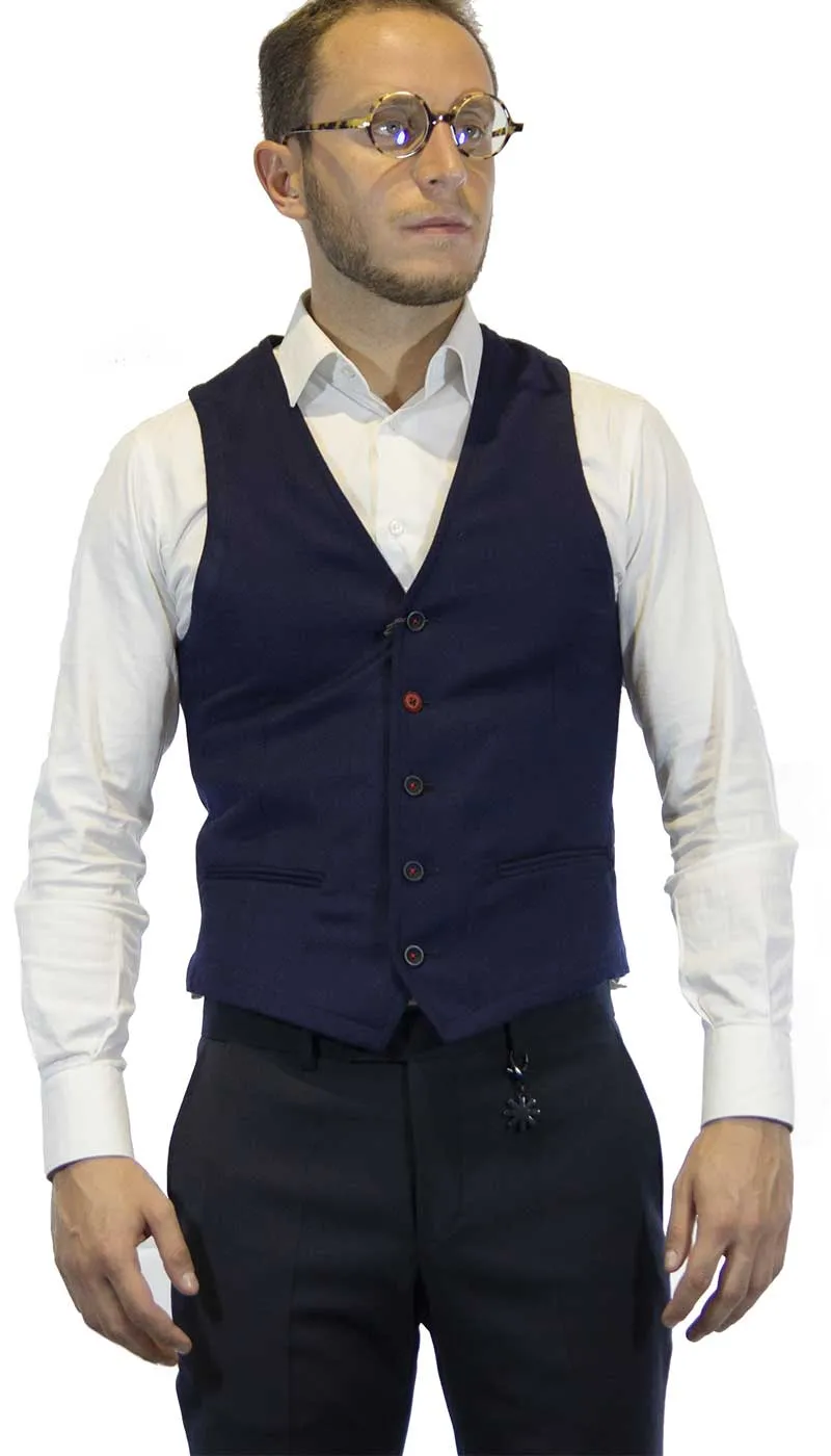 Manuel Ritz Gilet uomo  blu in lana