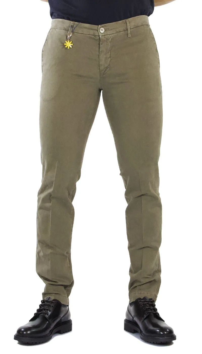 Manuel Ritz  Pantalone uomo tasche america modello skinny fit in cotone fango