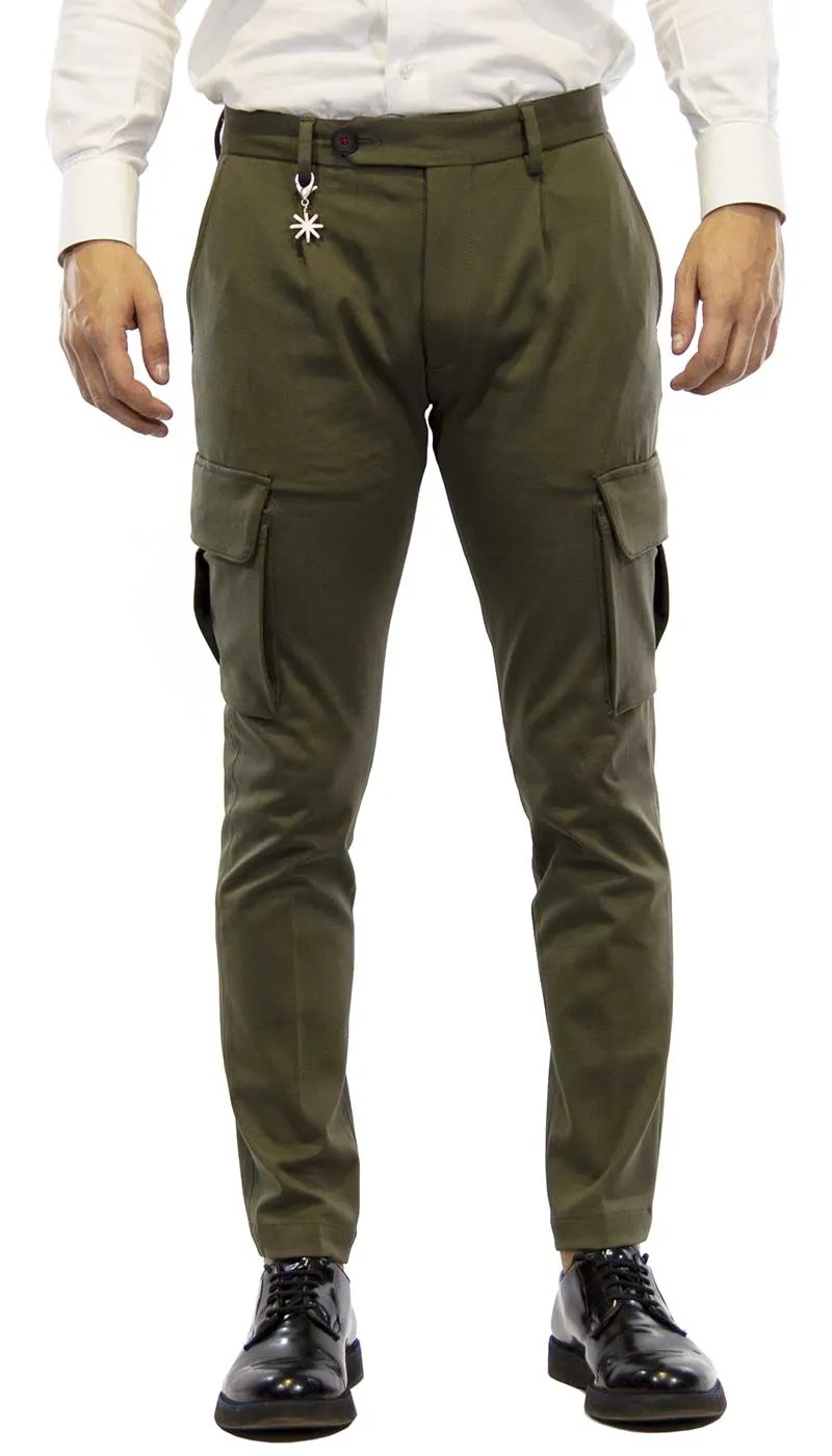 Manuel Ritz Pantalone uomo verde in punto milano con tasconi