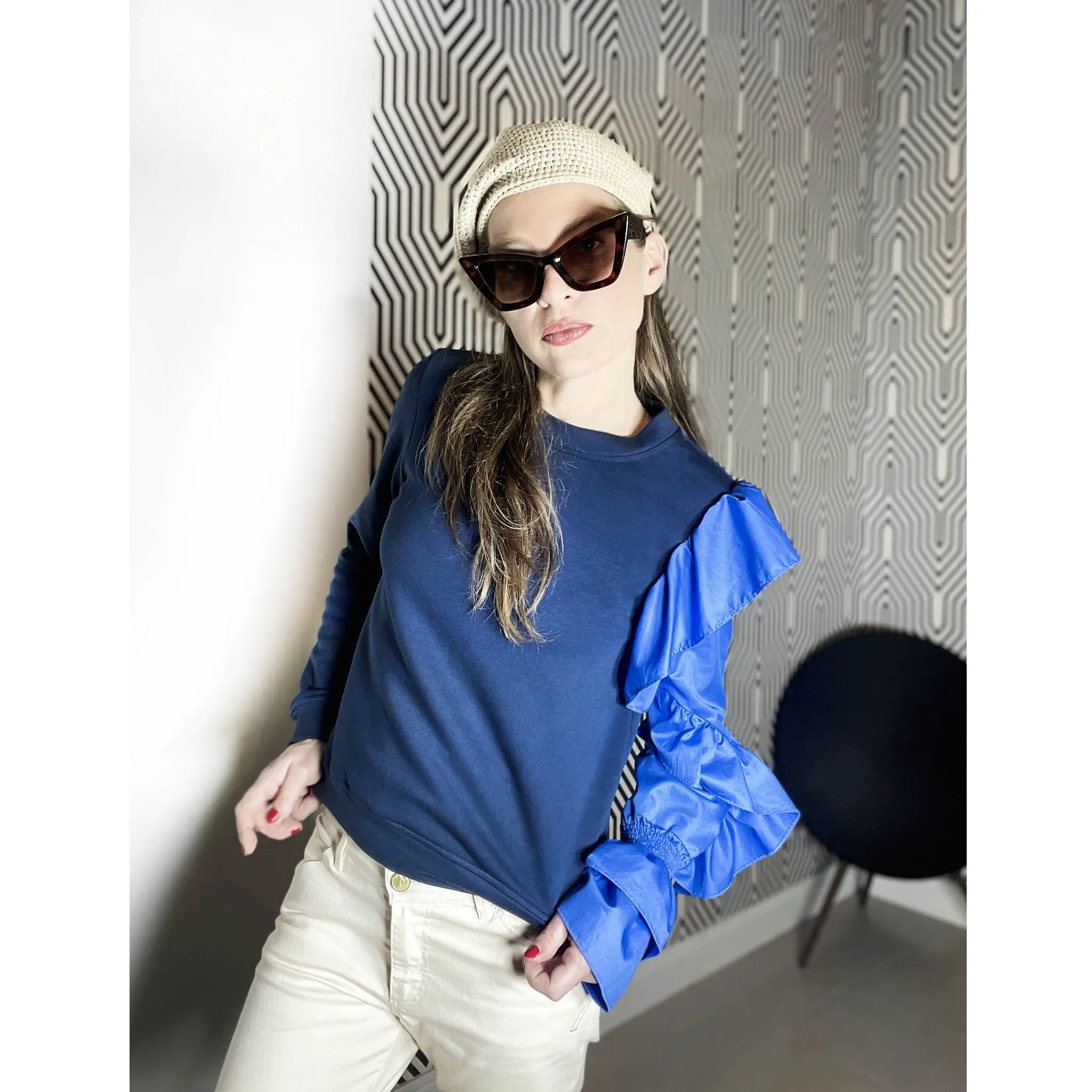 MARIPOSE - Felpa con manica popeline