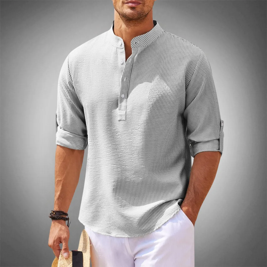 Michael - Uomini Casual Henley Camicia Leggera & Traspirante