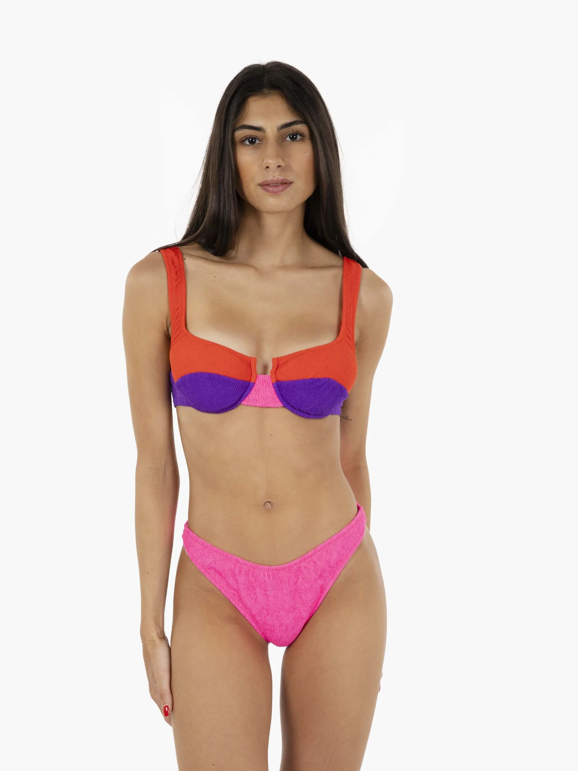 Bikini a balconcino fuxia / rosso / viola