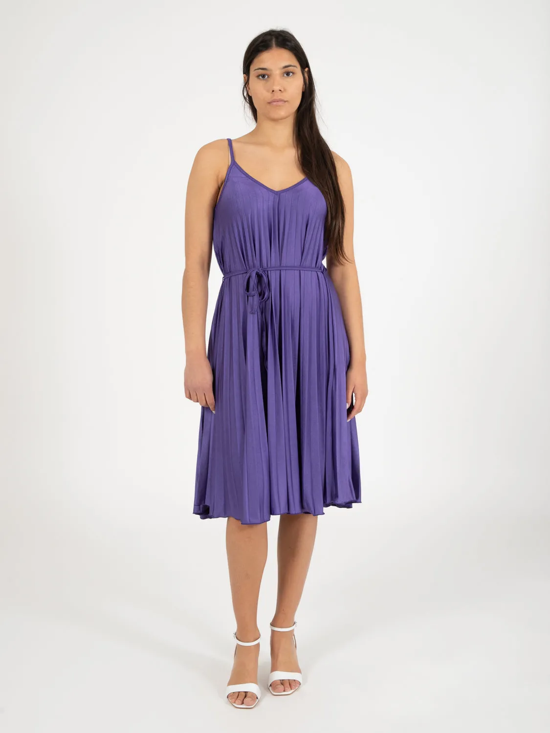 Abito midi plissettato viola