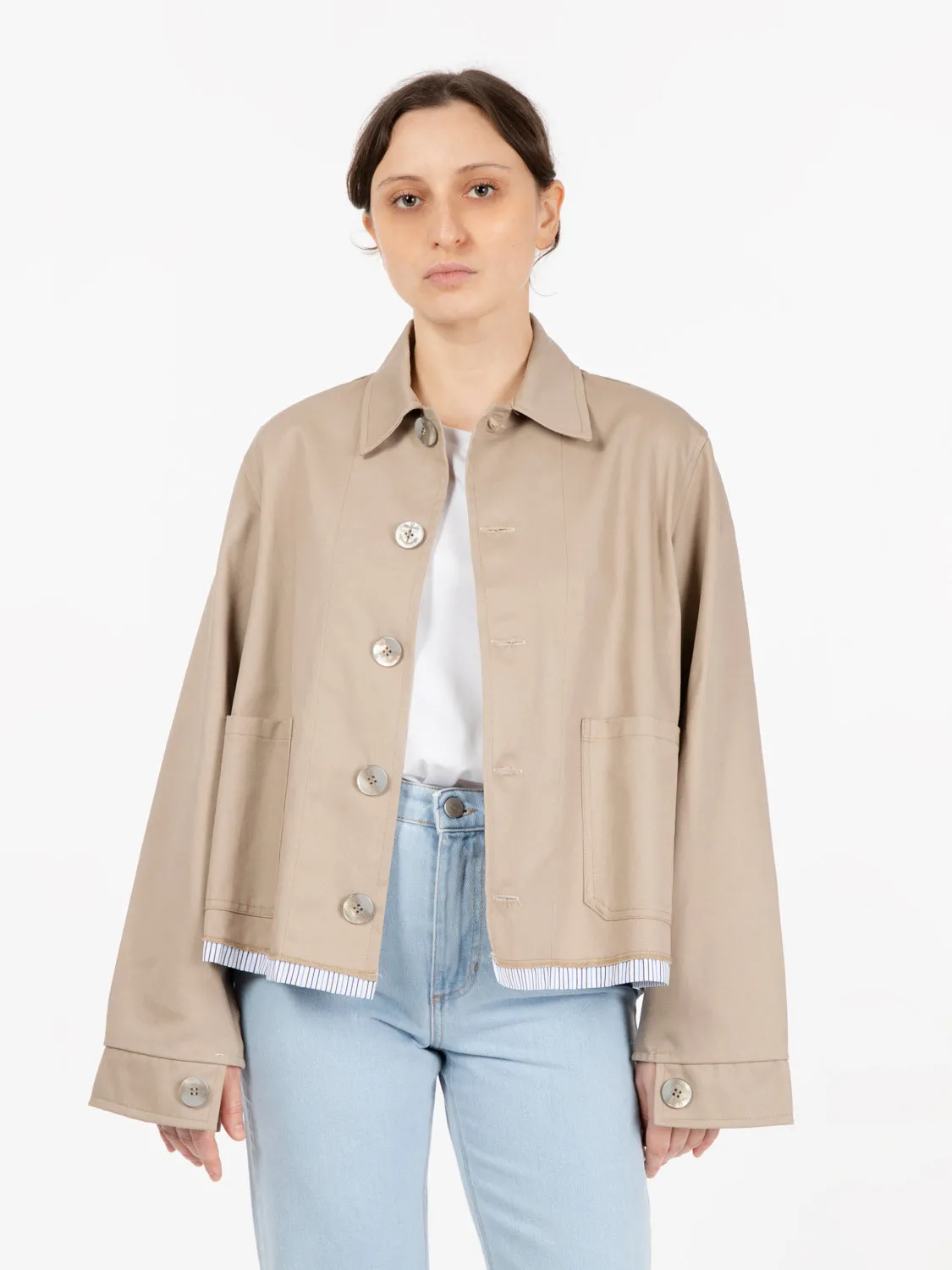 Giacca camicia beige