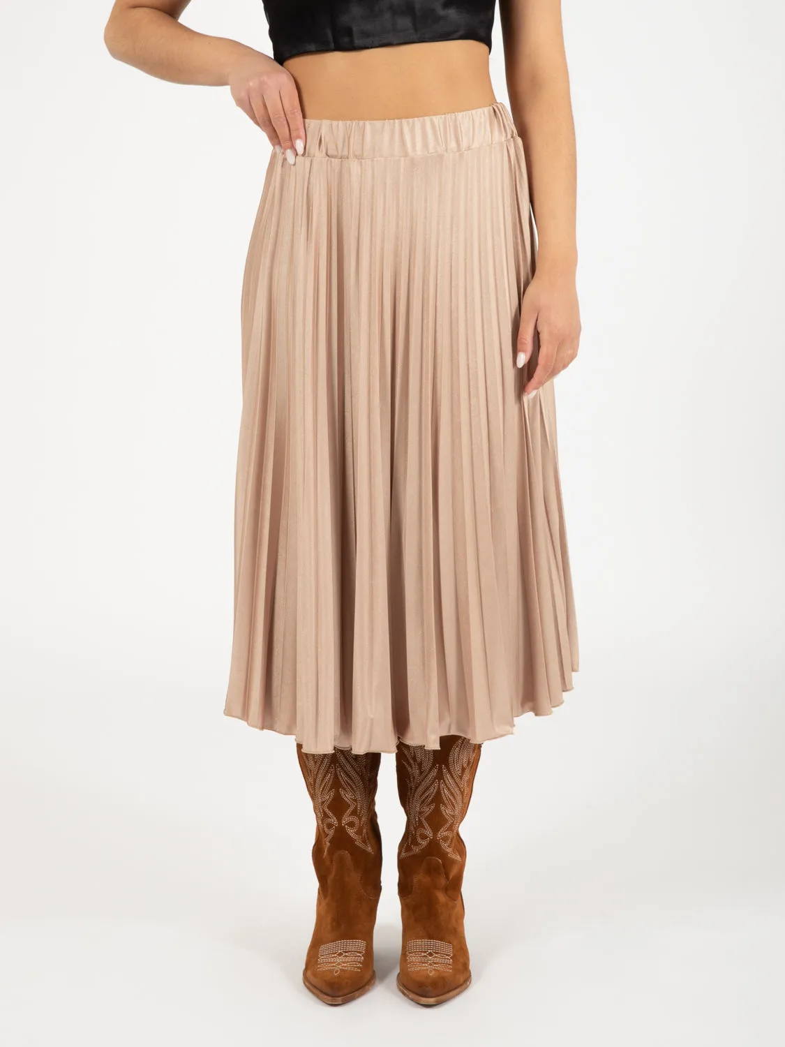Gonna midi plissettata gold