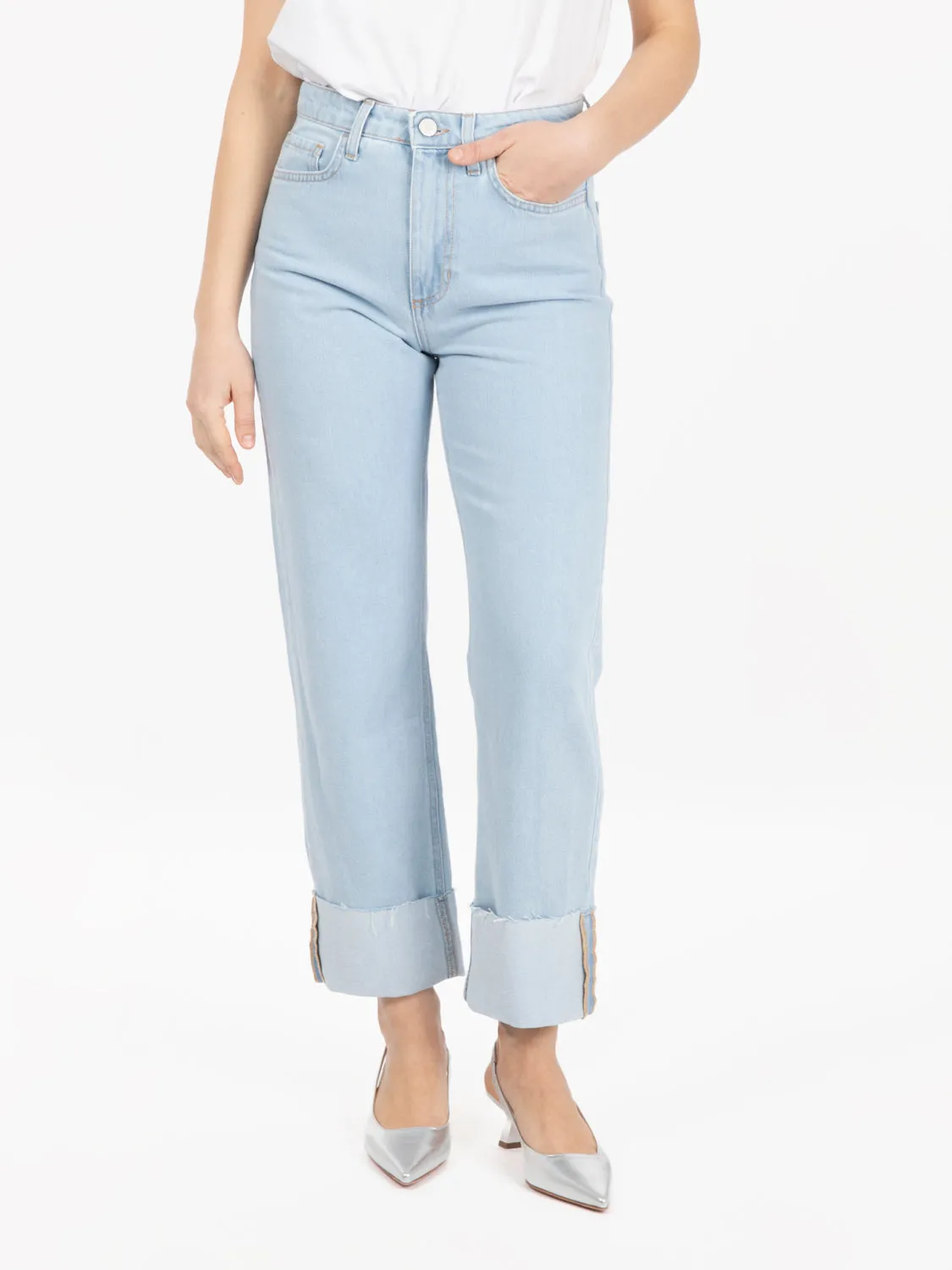 Jeans Andrea con risvolto denim chiaro