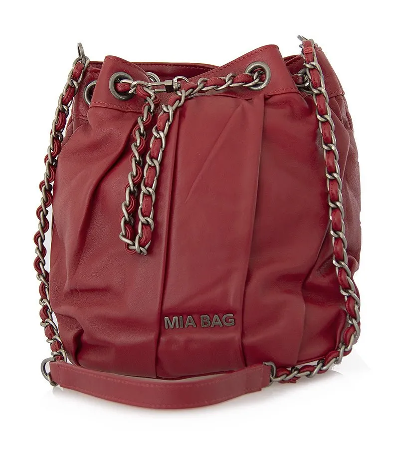 Mia Bag Borsa secchiello rosso in pelle plissè.