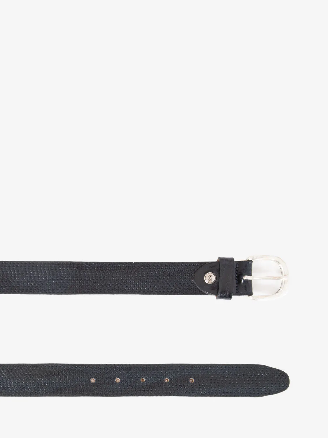 Cintura in pelle microforata blu