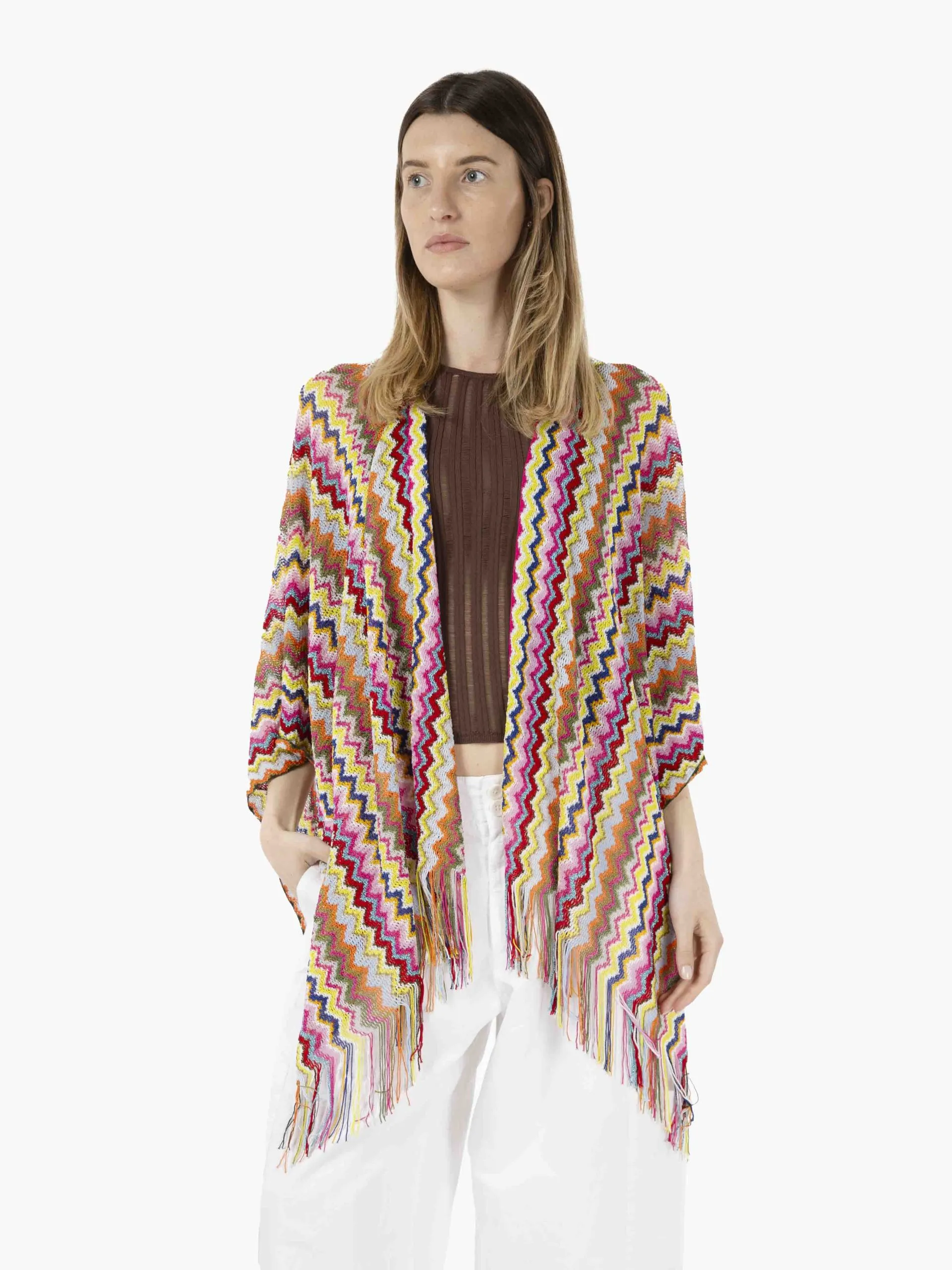 Poncho design zig zag rosa / multicolor