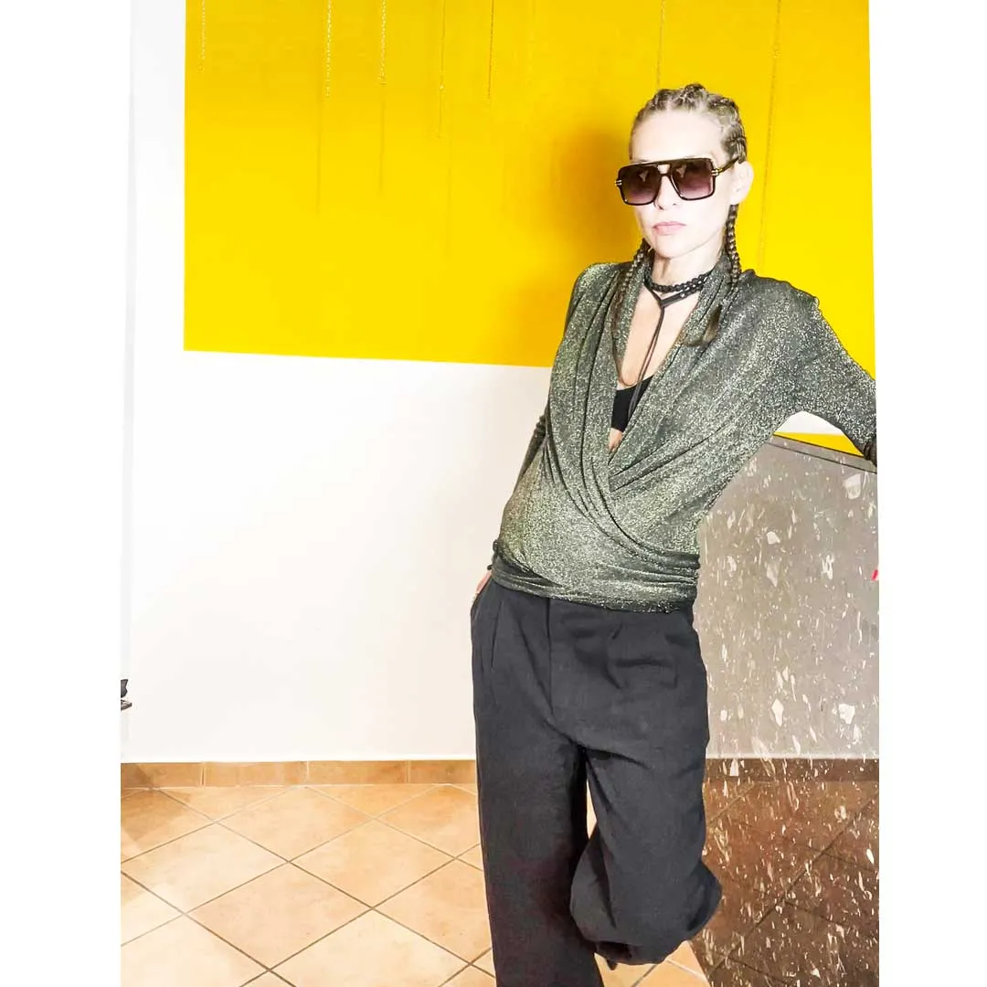 MORGAN LUREX - Maglia incrociata da allacciare--- NON IN SALDO