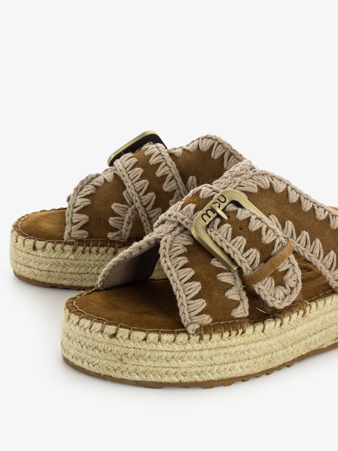 Sandali in juta cognac