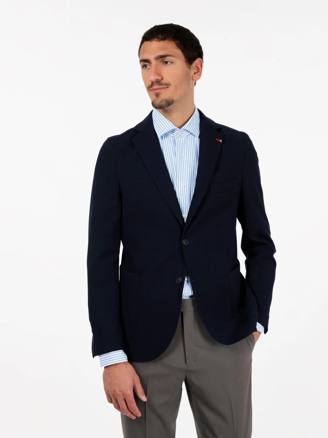 Blazer monopetto in jersey blu