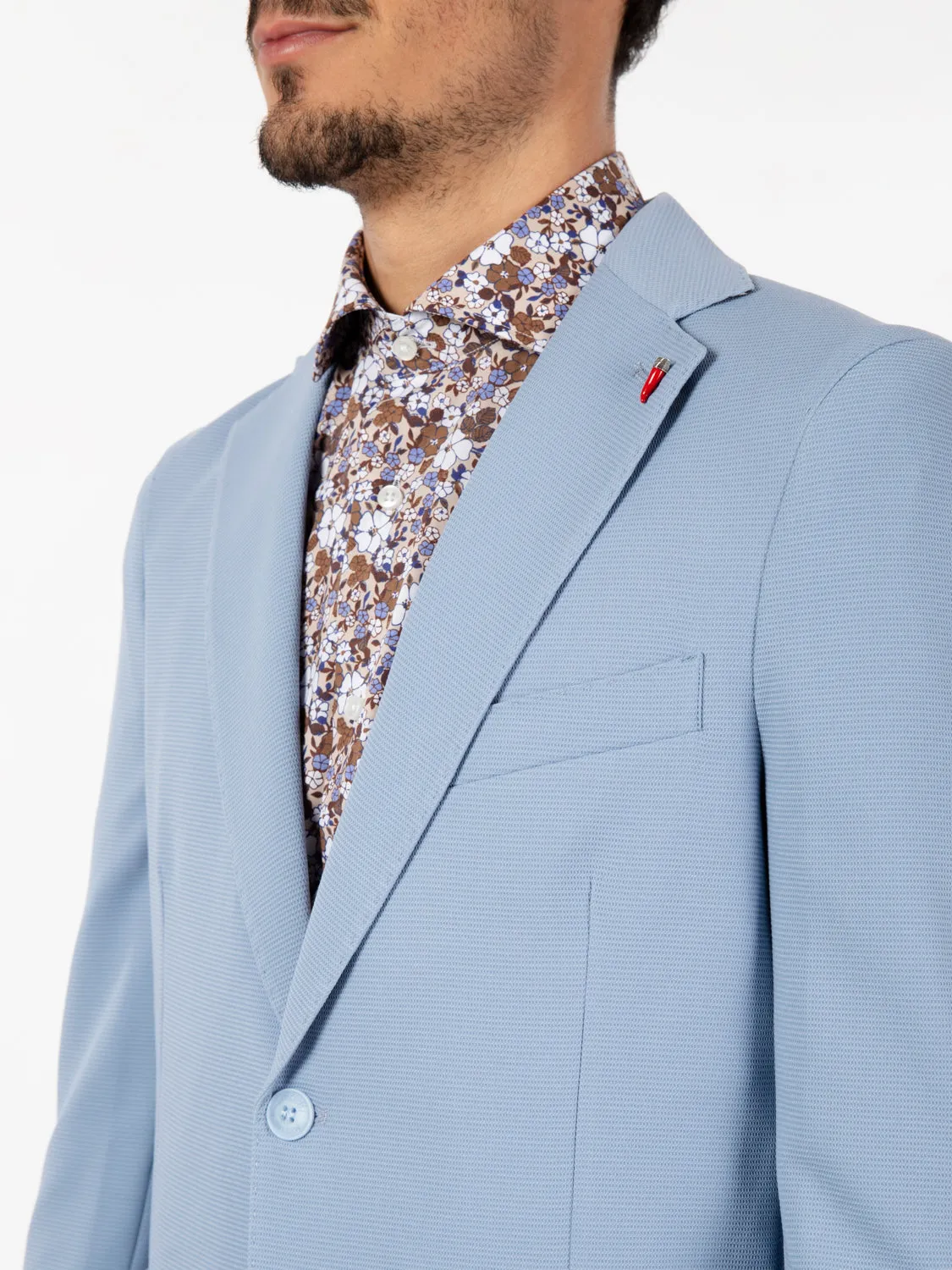 Blazer monopetto in jersey cielo