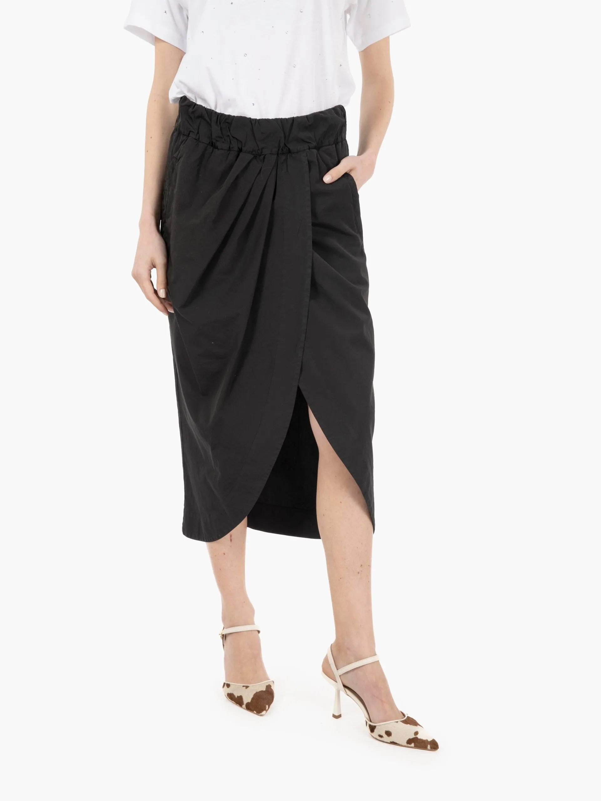 Gonna midi a portafoglio navy