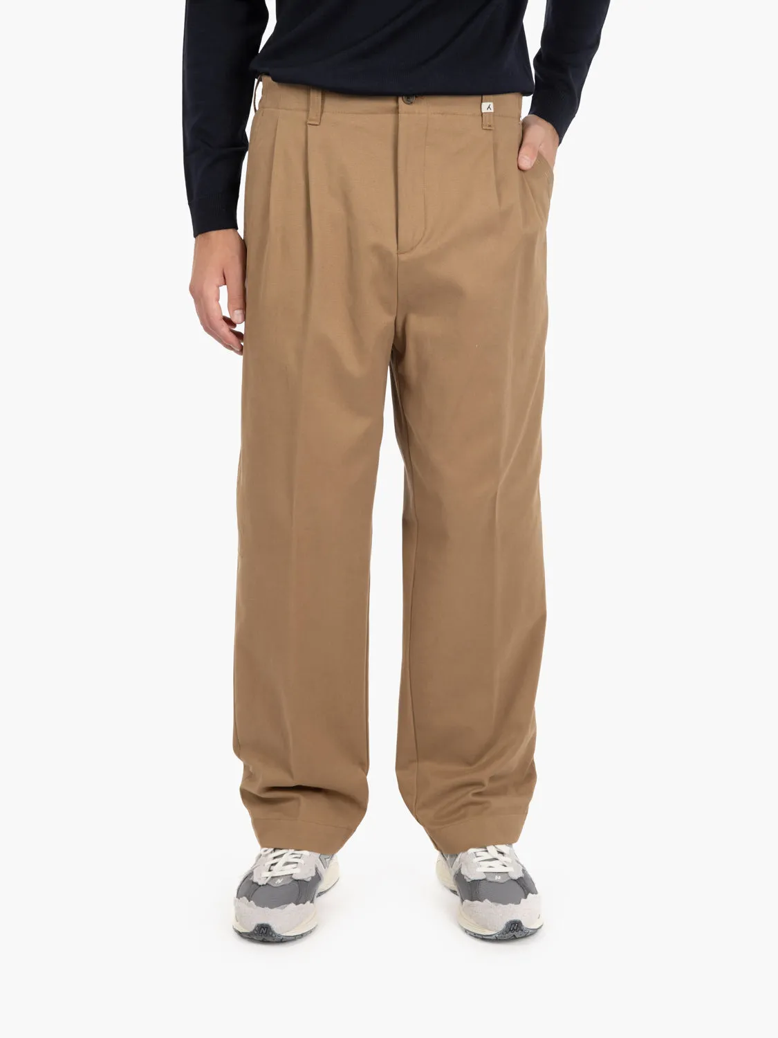 Pantaloni Poseidone larghi cognac