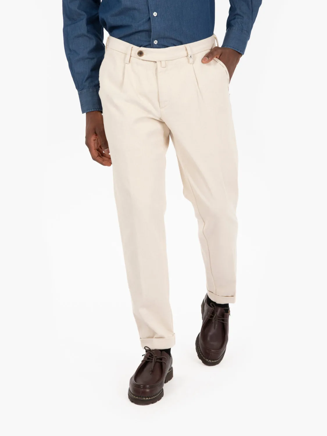 Pantaloni Zeus in cotone organico panna