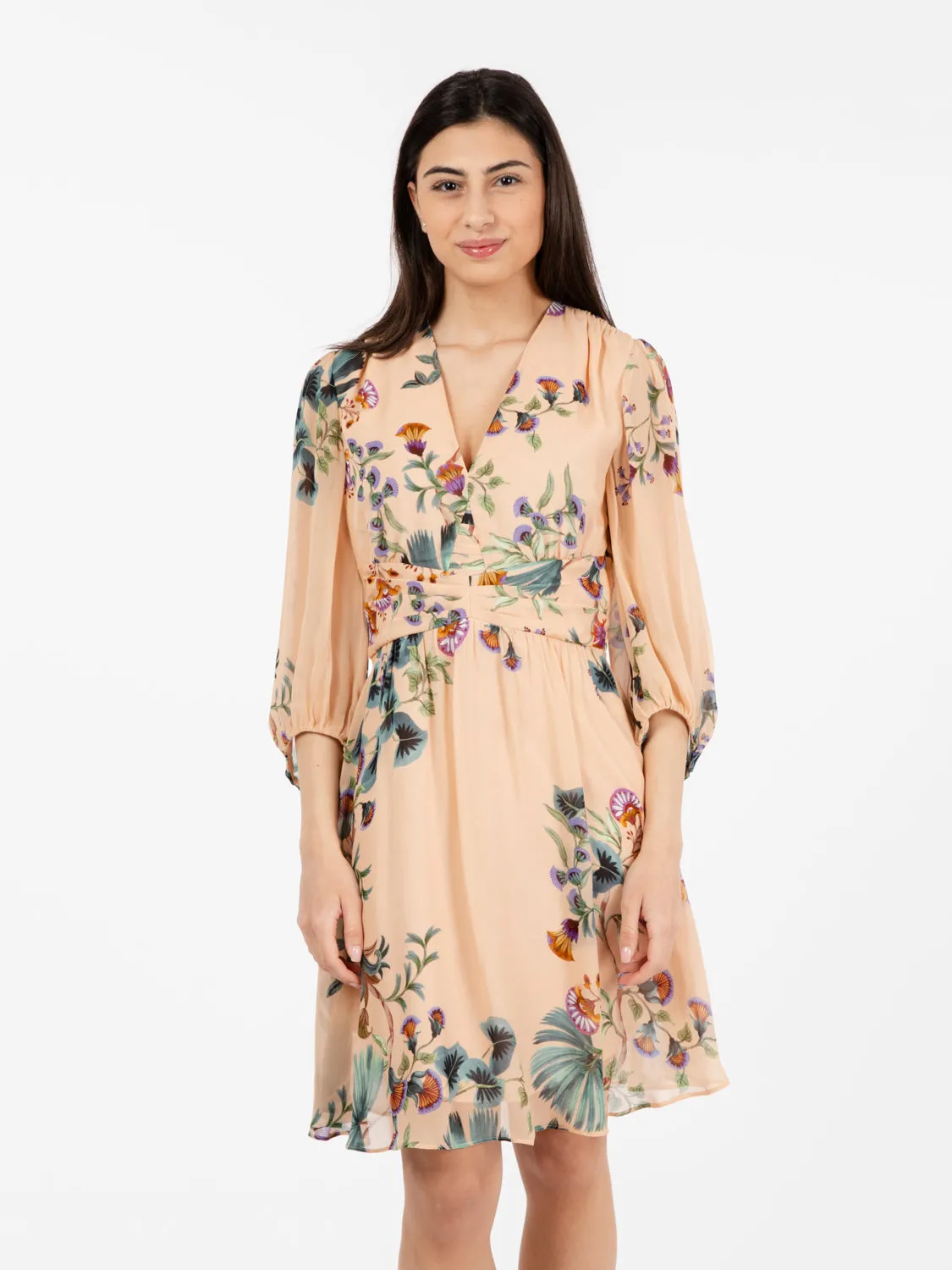 Abito corto stampa botanica sorbetto