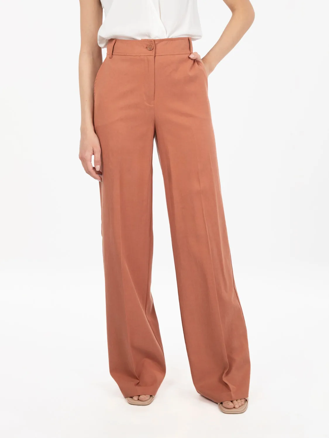 Pantaloni ampi Elisa twill tan