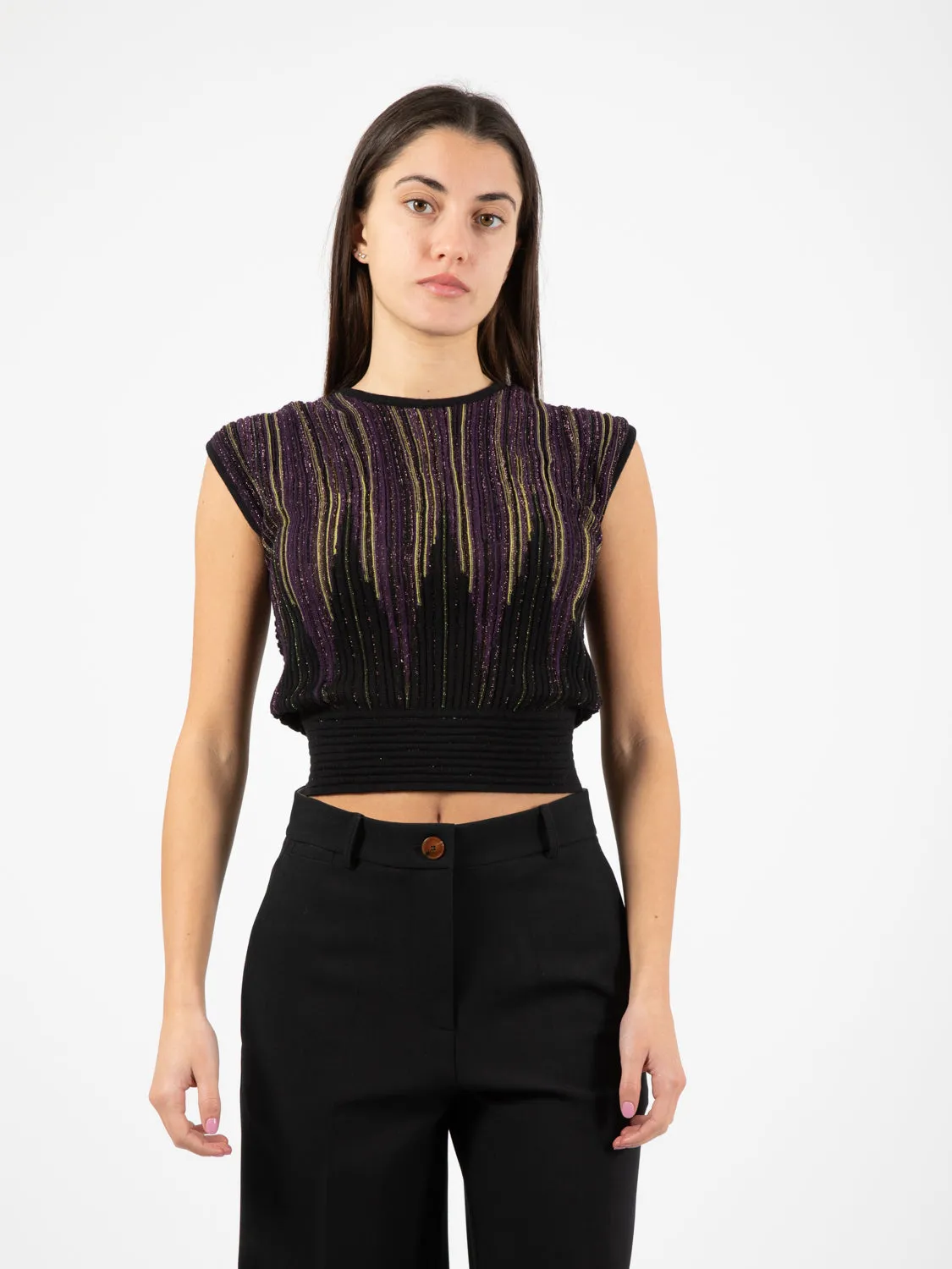 Top Mickey in maglia multicolor