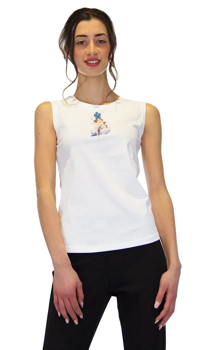 Nosecrets Milano Canotta bianca stampa cupido. 211ns133