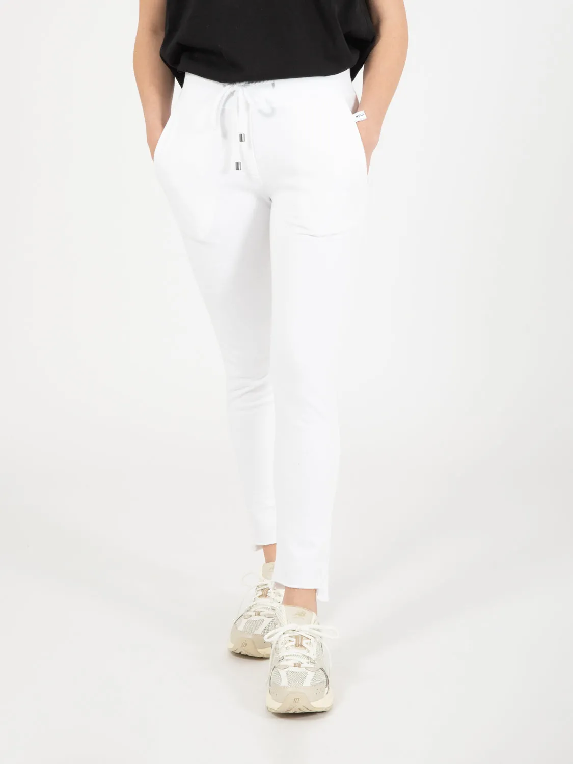 Joggers fondo taglio vivo bianco