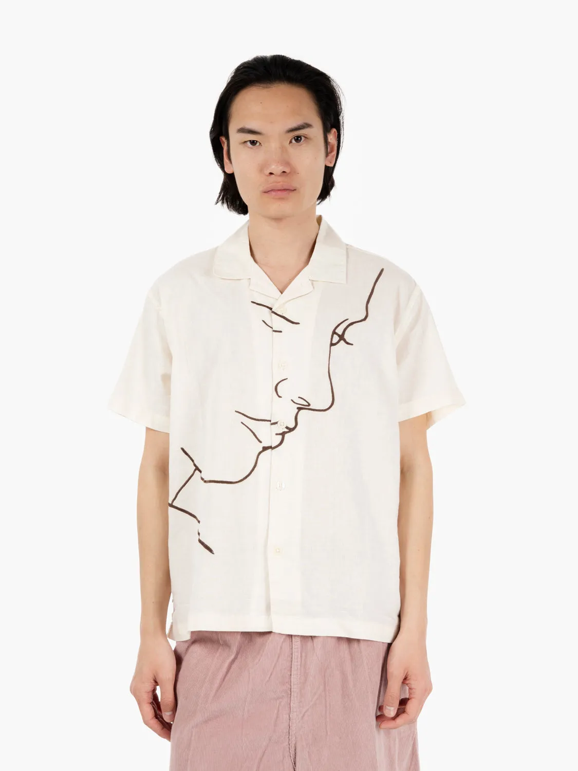 Camicia Frances woven S/S unbleached beige / marrone