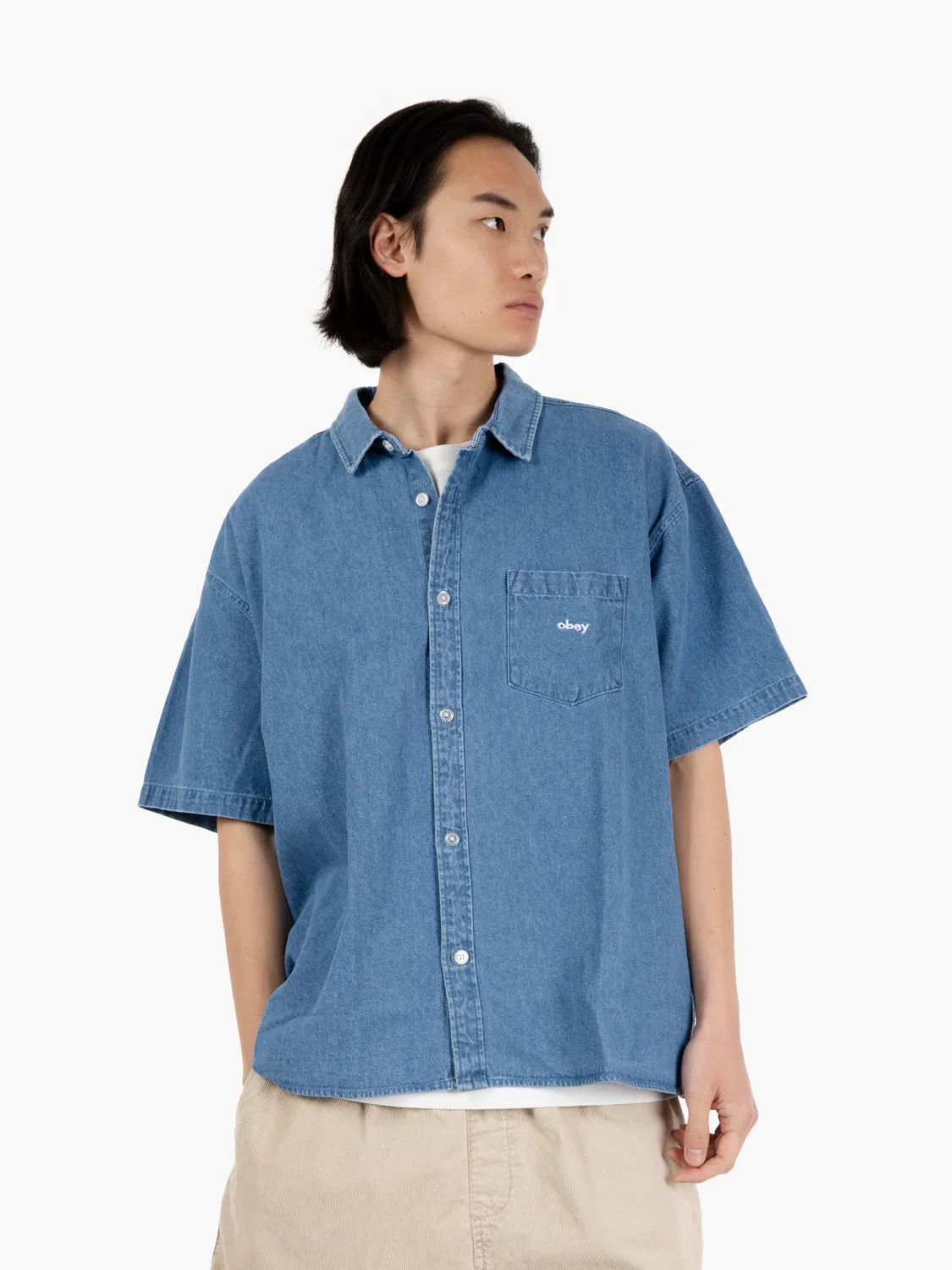 Camicia in denim a maniche corte Bigwig light indigo