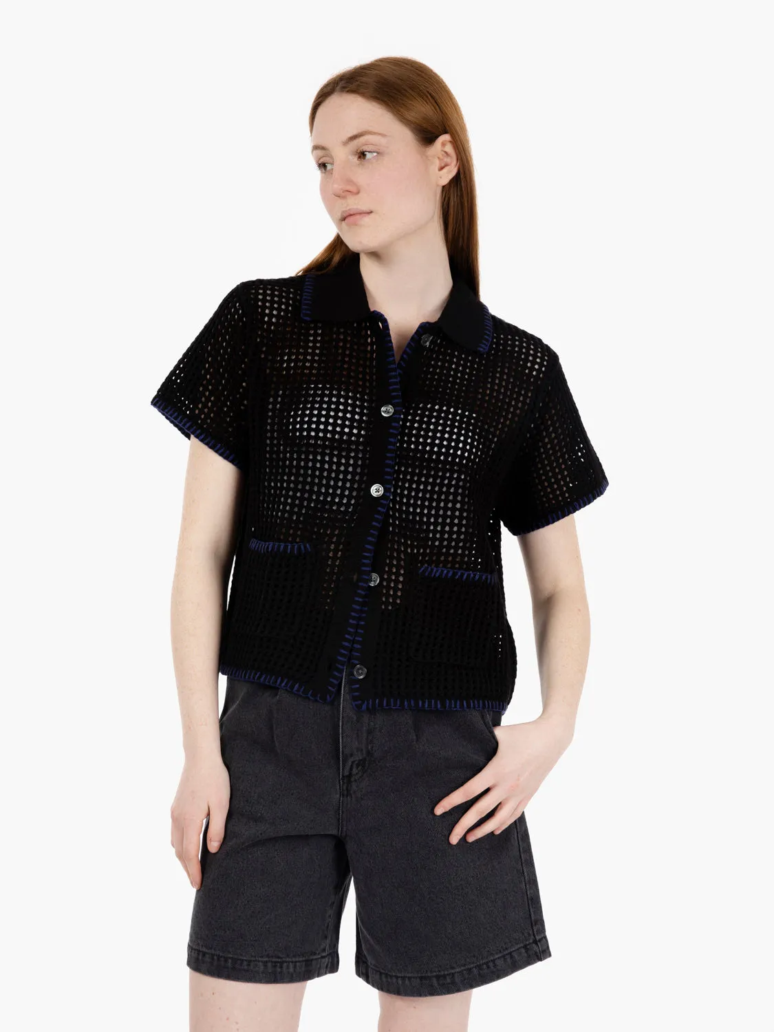 Camicia Pilar crochet black / blue