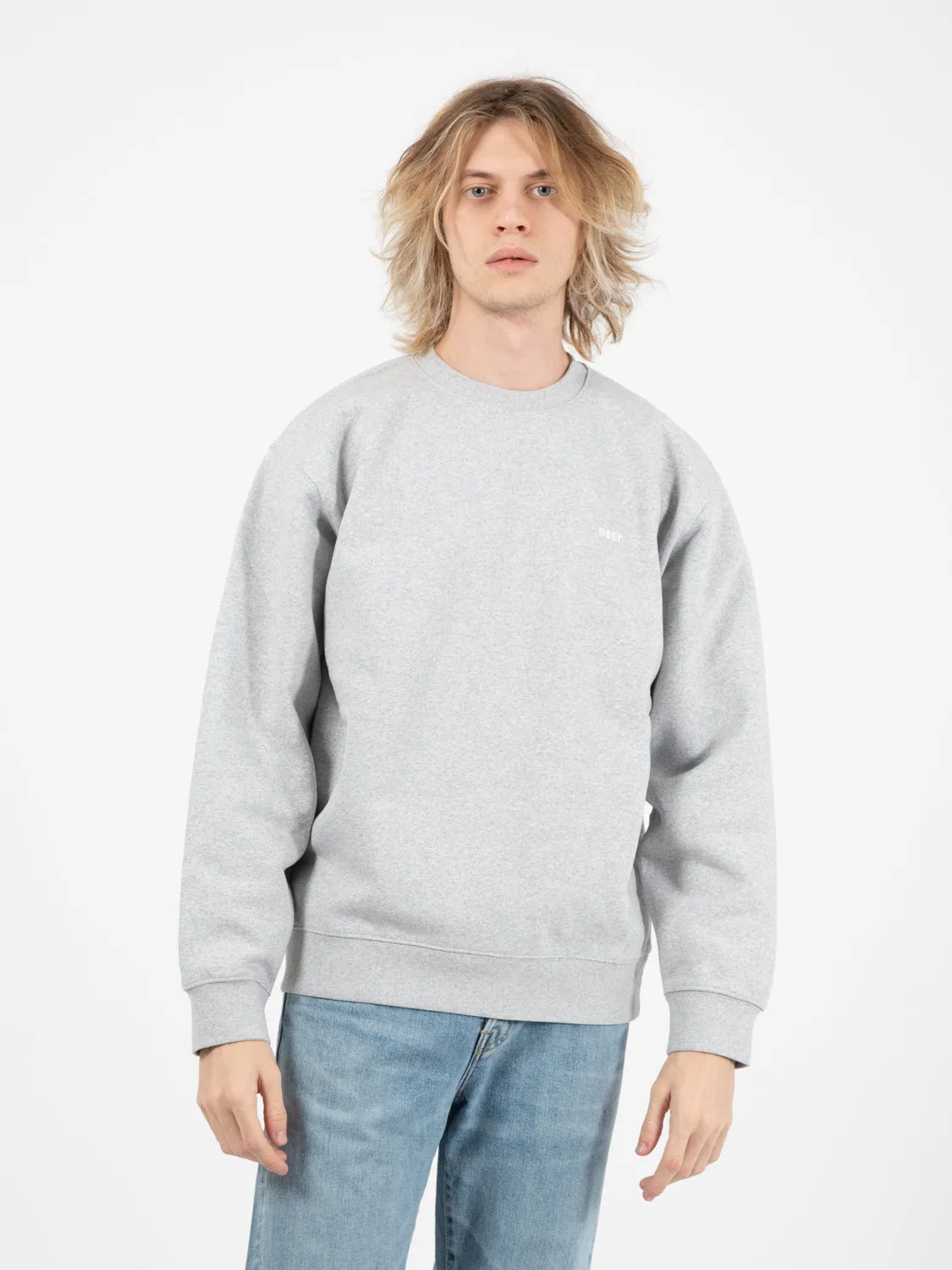 Felpa Established works bold crew fleece ash grey