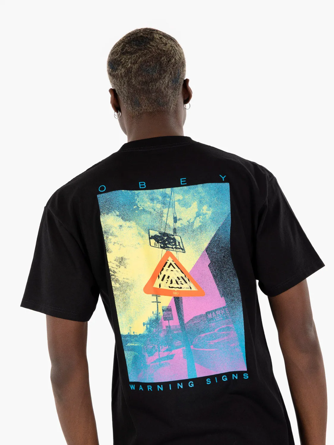 Warning sign tee black